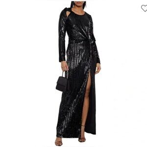 Diane von Furstenberg Metallic Velvet Twist Front Gown